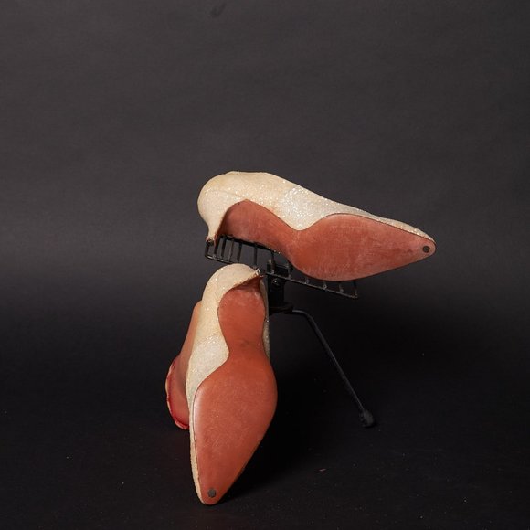 1960s White Ivory Sparkle Pumps Heels - Picture 3 of 8